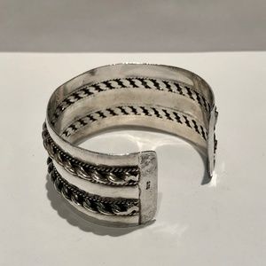 925 Sterling Silver Rope Detail Cuff Bracelet